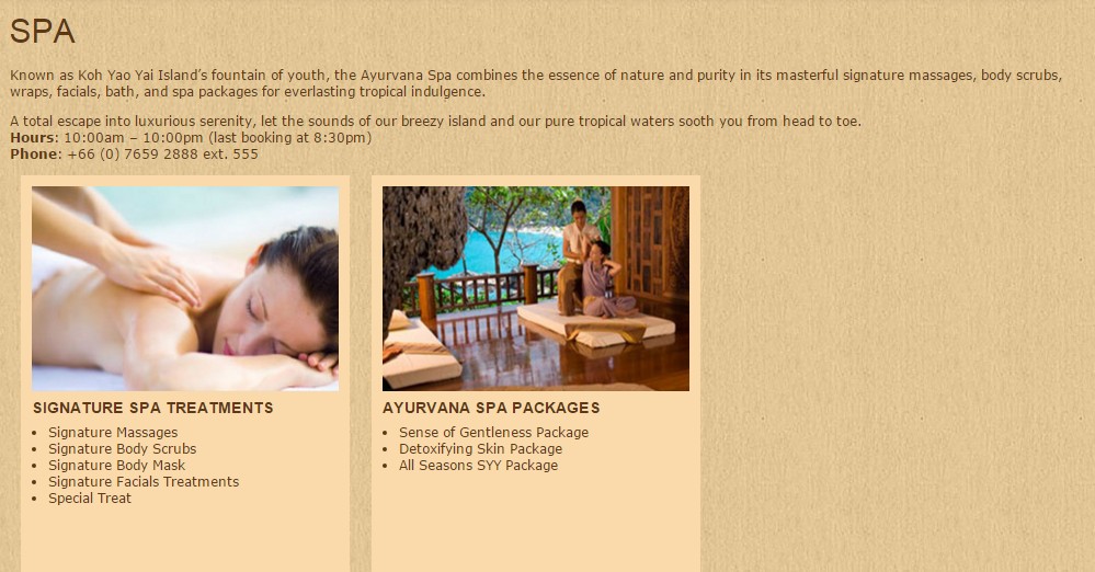 SeCeTravel-Santhiya Koh Yao Yai Resort & Spa - SPA DETAILS